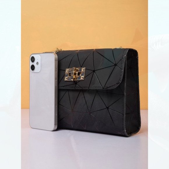 New Lock Geometric Pattern Square Bag Black 73 - Picture 4 of 4